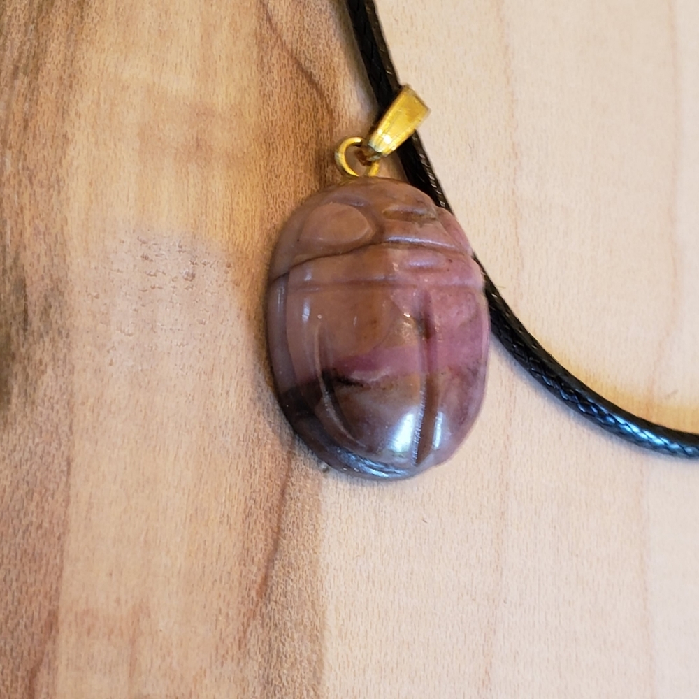 Beetle Gemstone Pendant Necklace NWT